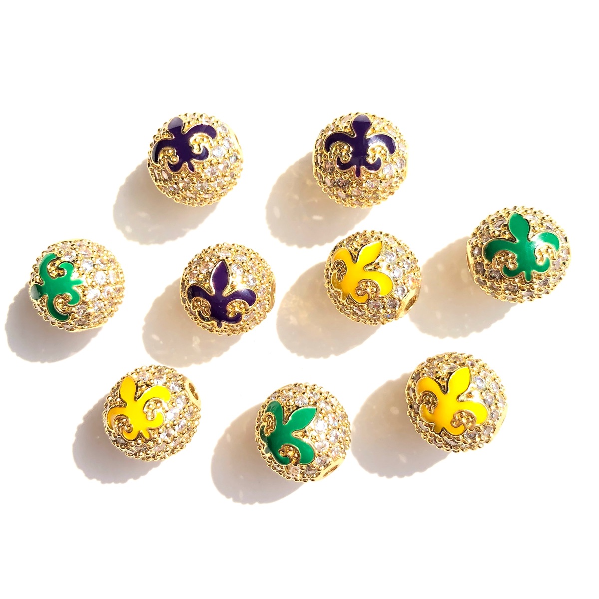Jewelry Making New Orleans - Набор из 9 бусин-разделителей (зеленые, желтые,