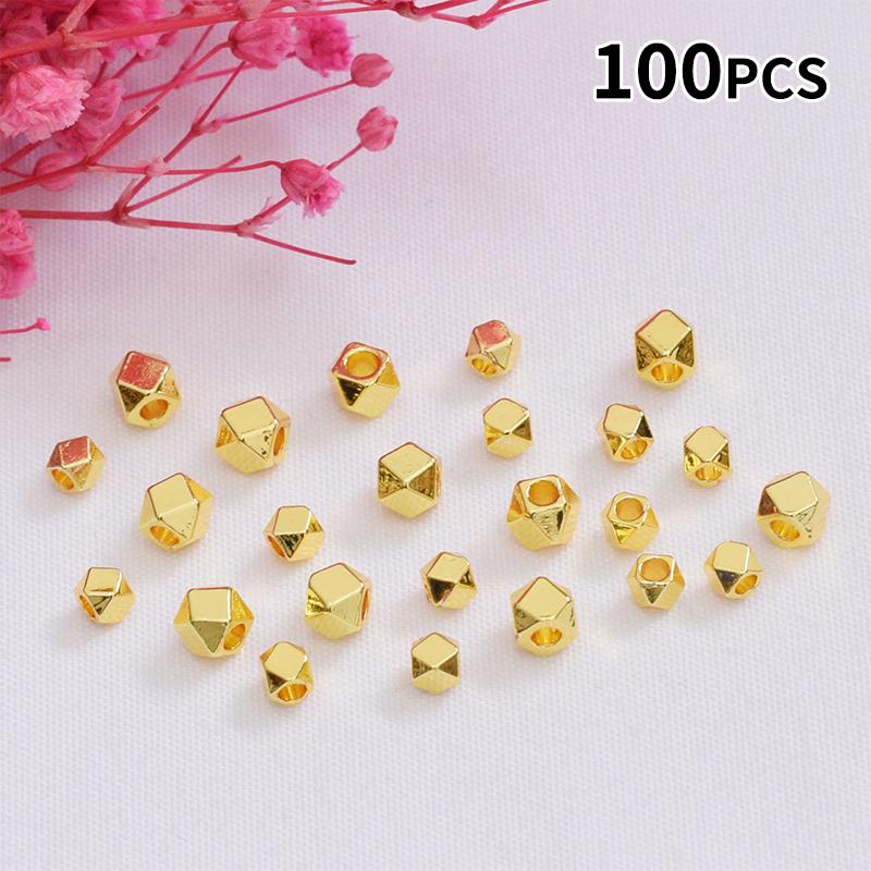 Jewelry Making Ideas With Beads - Блестящие позолоченные граненые бусины-разделители, 100 шт.,