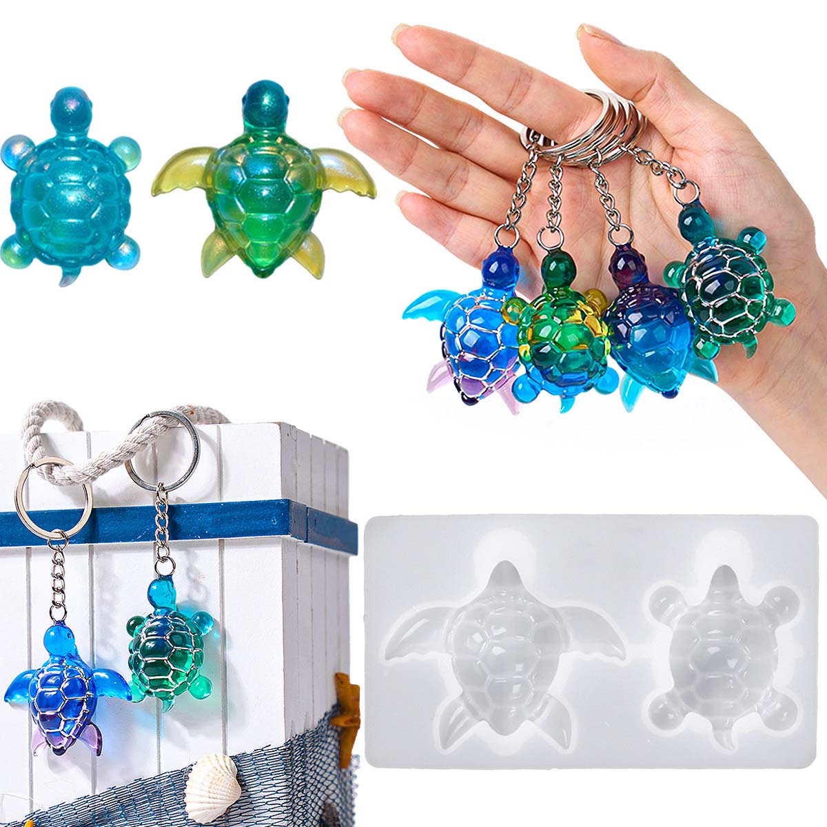 Resin Mold Jewelry - 3D брелок с морской черепахой, силиконовая