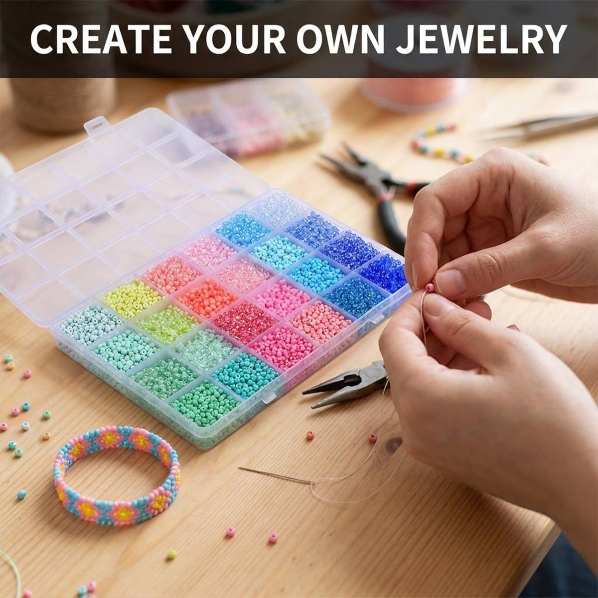 Набор из 5200 стеклянных бисер – обзор и цена Jewelry Making Organizer Box